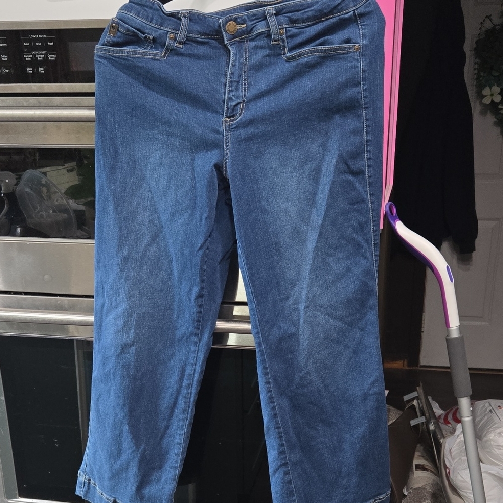 Belle by Kim Gravel Mid Blue Cropped Jeans